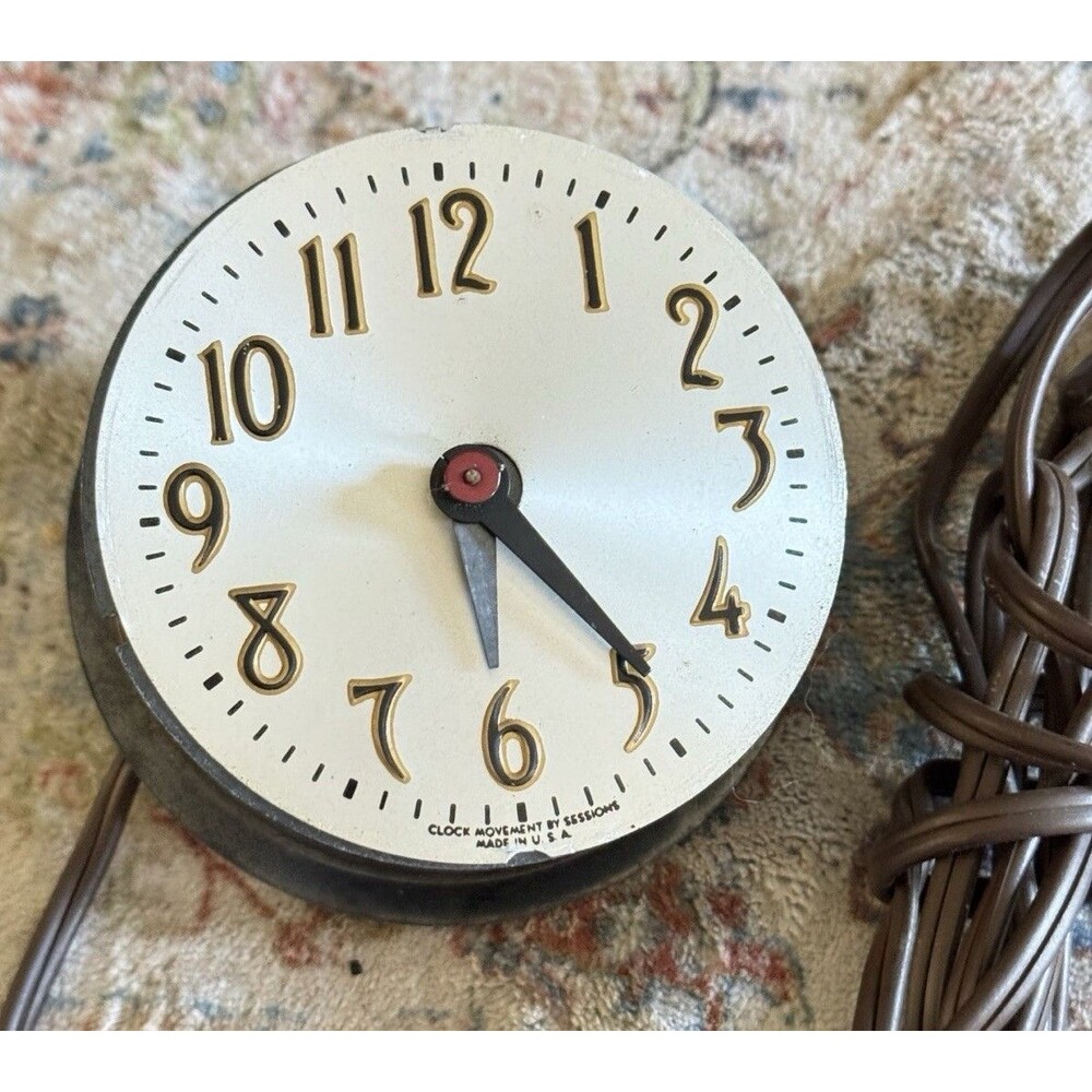 Sessions Mid Century Modern Silver Electric Wall Clock Face, Hands, Dial Gears